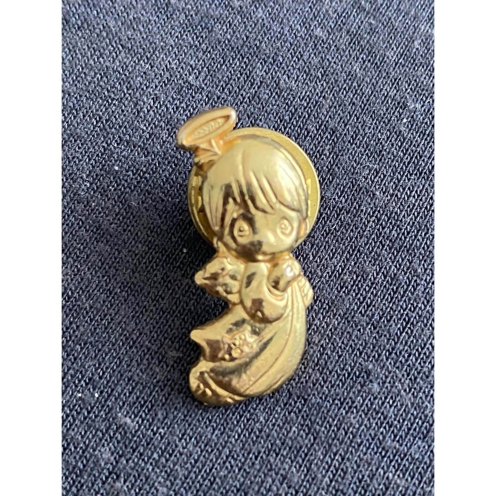 Vintage Precious Moments Gold Tone Mini Angel Small Pin Signed